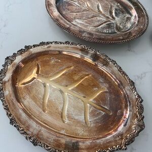 Elegant Silver and Gold Leaf Design Serving Platter